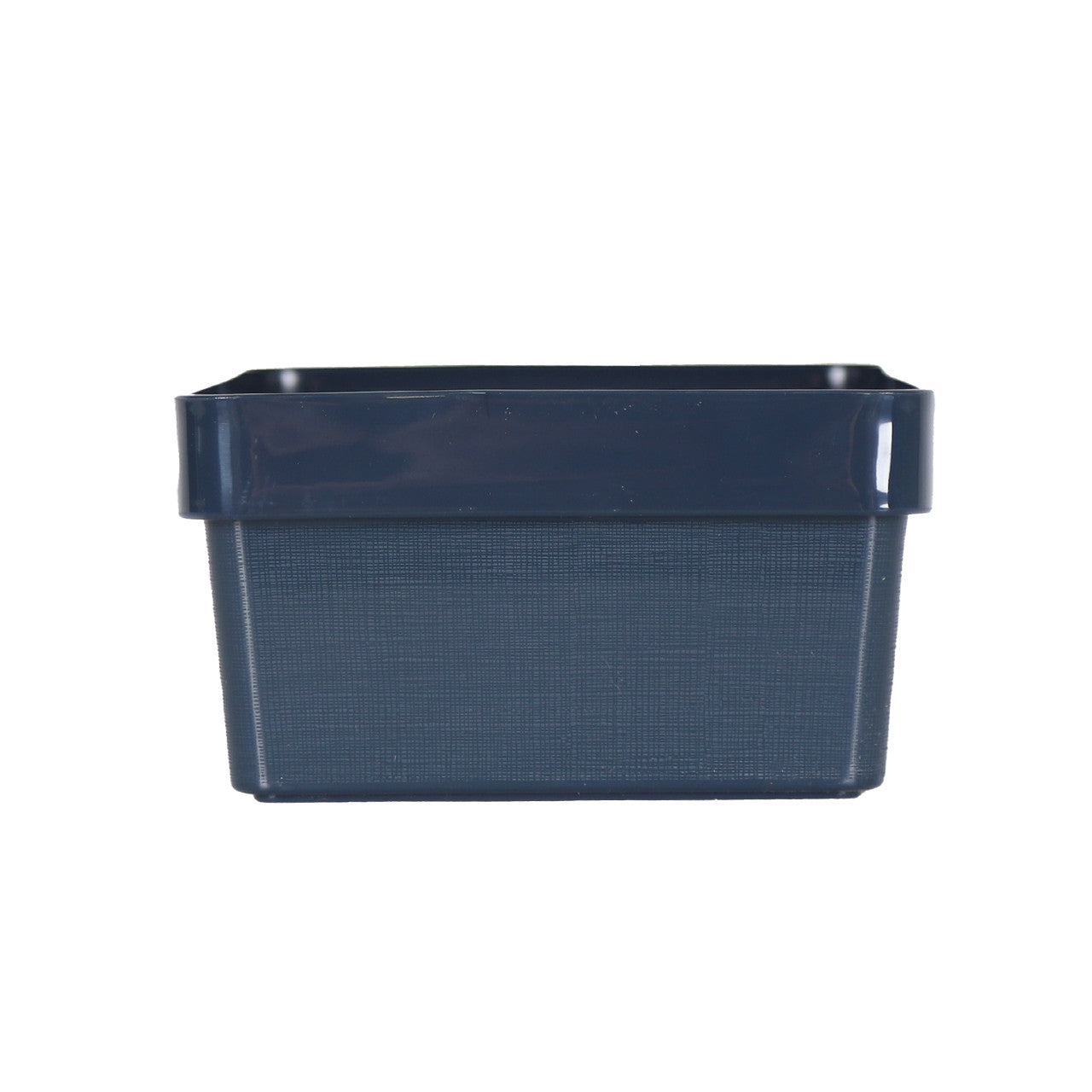 3 x Blue Linen Texture Large Storage Baskets