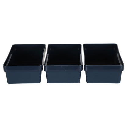 3 x Blue Linen Texture Large Storage Baskets