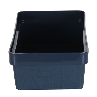 3 x Blue Linen Texture Large Storage Baskets