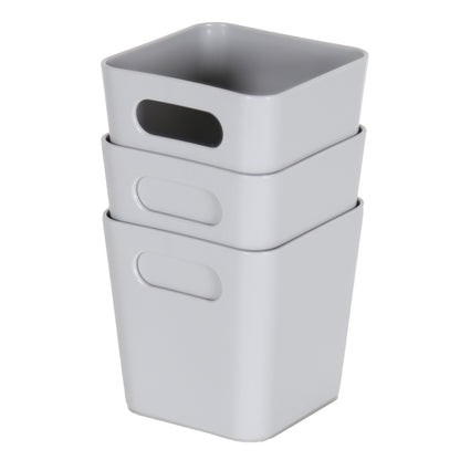 3 x Grey Square Storage Baskets