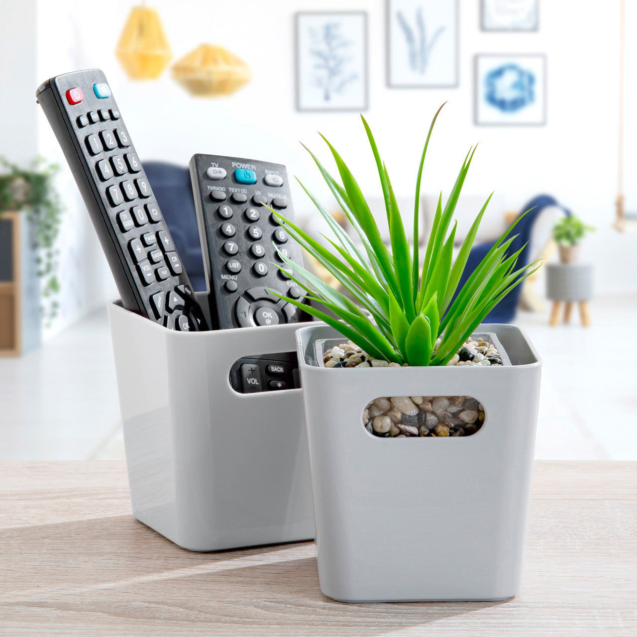 3 x Grey Square Storage Baskets