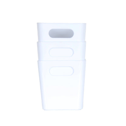 3 x White Square Storage Baskets
