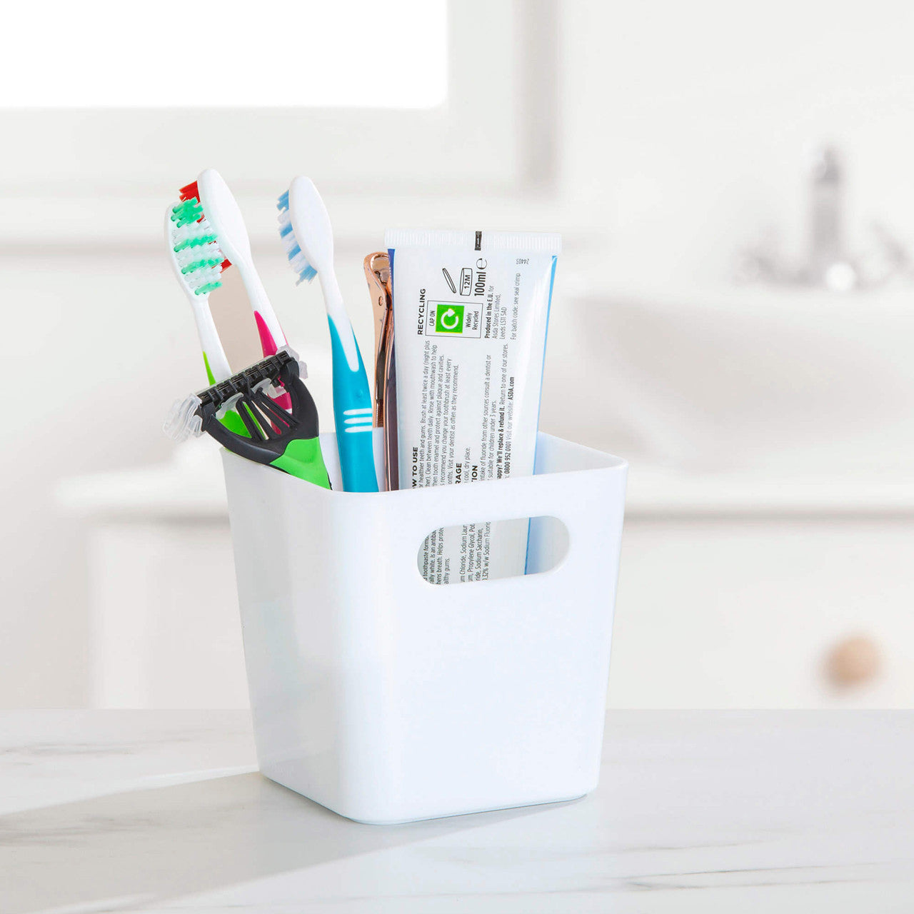 3 x White Square Storage Baskets