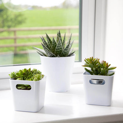 3 x White Square Storage Baskets