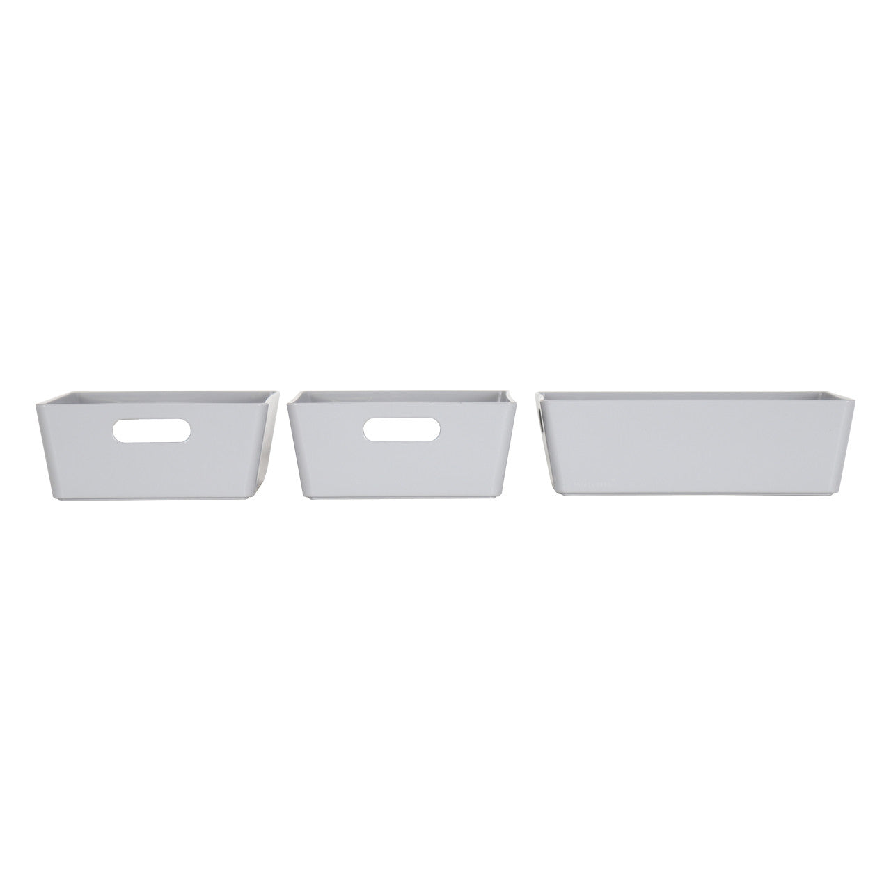3 x Grey Small Rectangle Storage Baskets