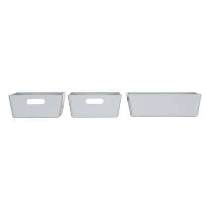 3 x Grey Small Rectangle Storage Baskets