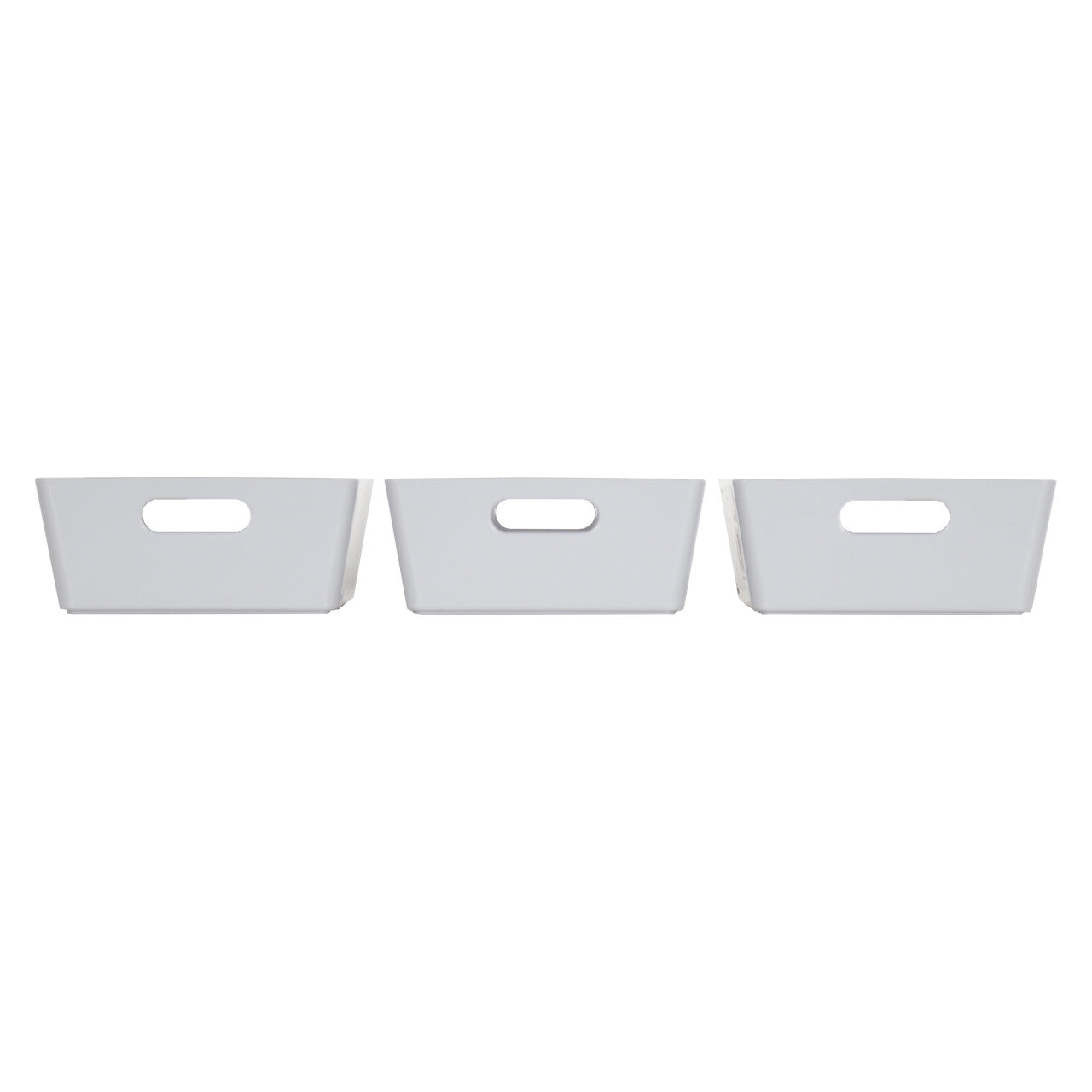 3 x Grey Small Rectangle Storage Baskets