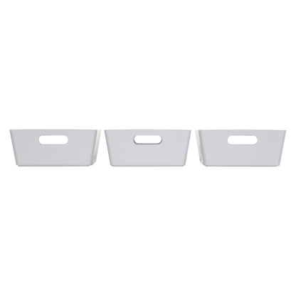 3 x Grey Small Rectangle Storage Baskets