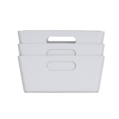 3 x Grey Small Rectangle Storage Baskets
