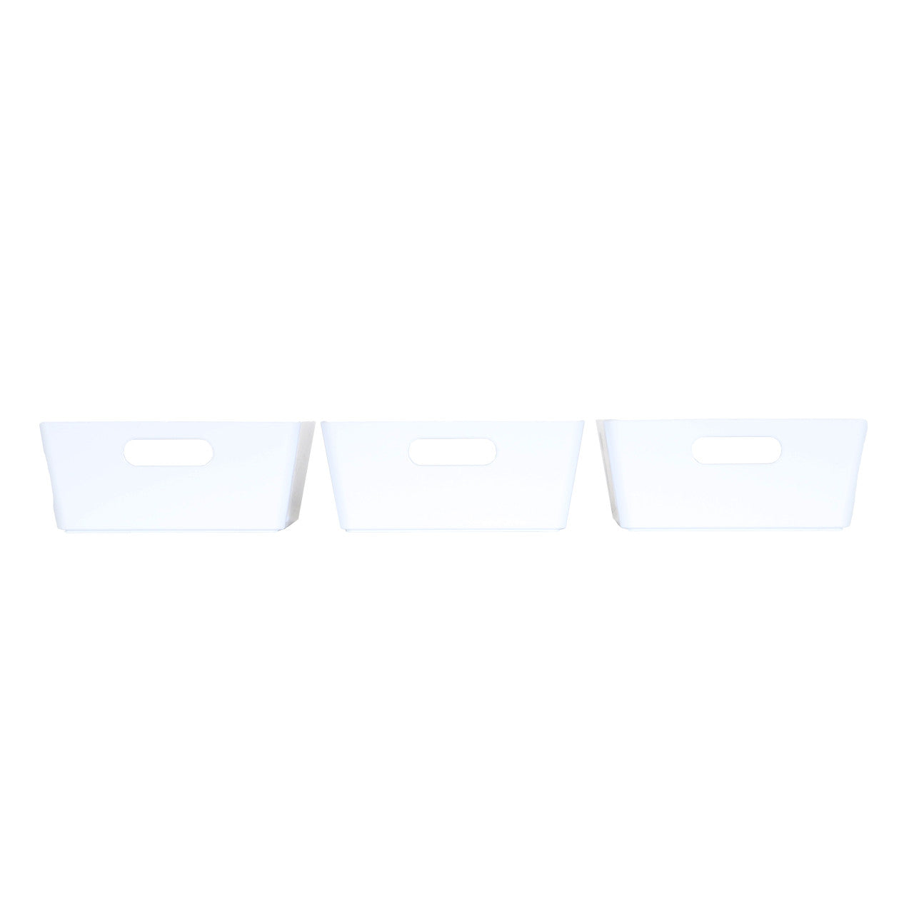 3 x White Small Rectangle Storage Baskets