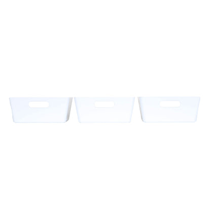 3 x White Small Rectangle Storage Baskets