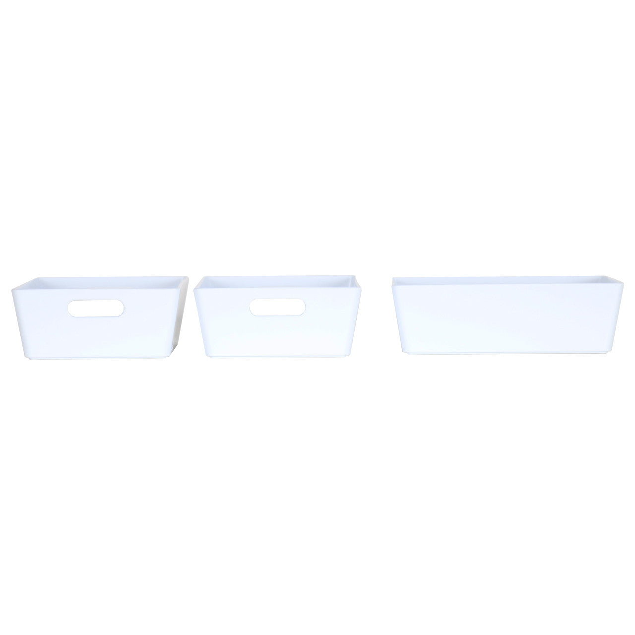 3 x White Small Rectangle Storage Baskets