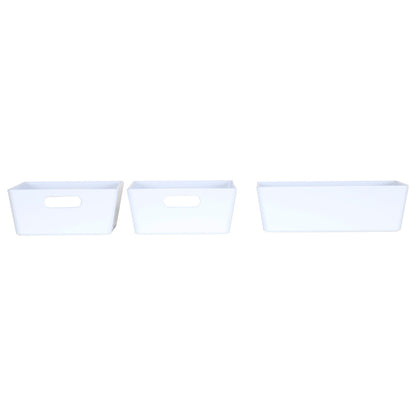 3 x White Small Rectangle Storage Baskets
