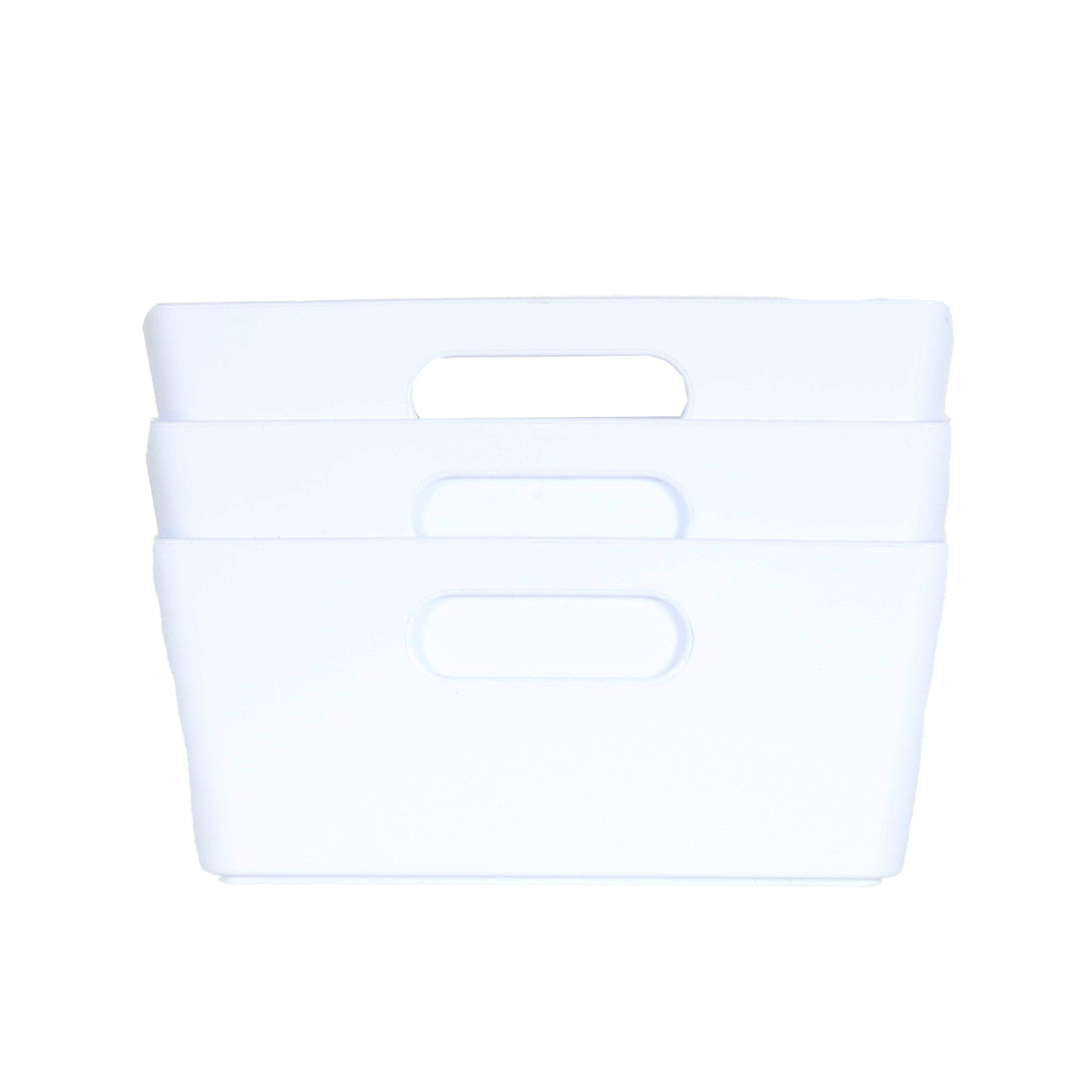 3 x White Small Rectangle Storage Baskets