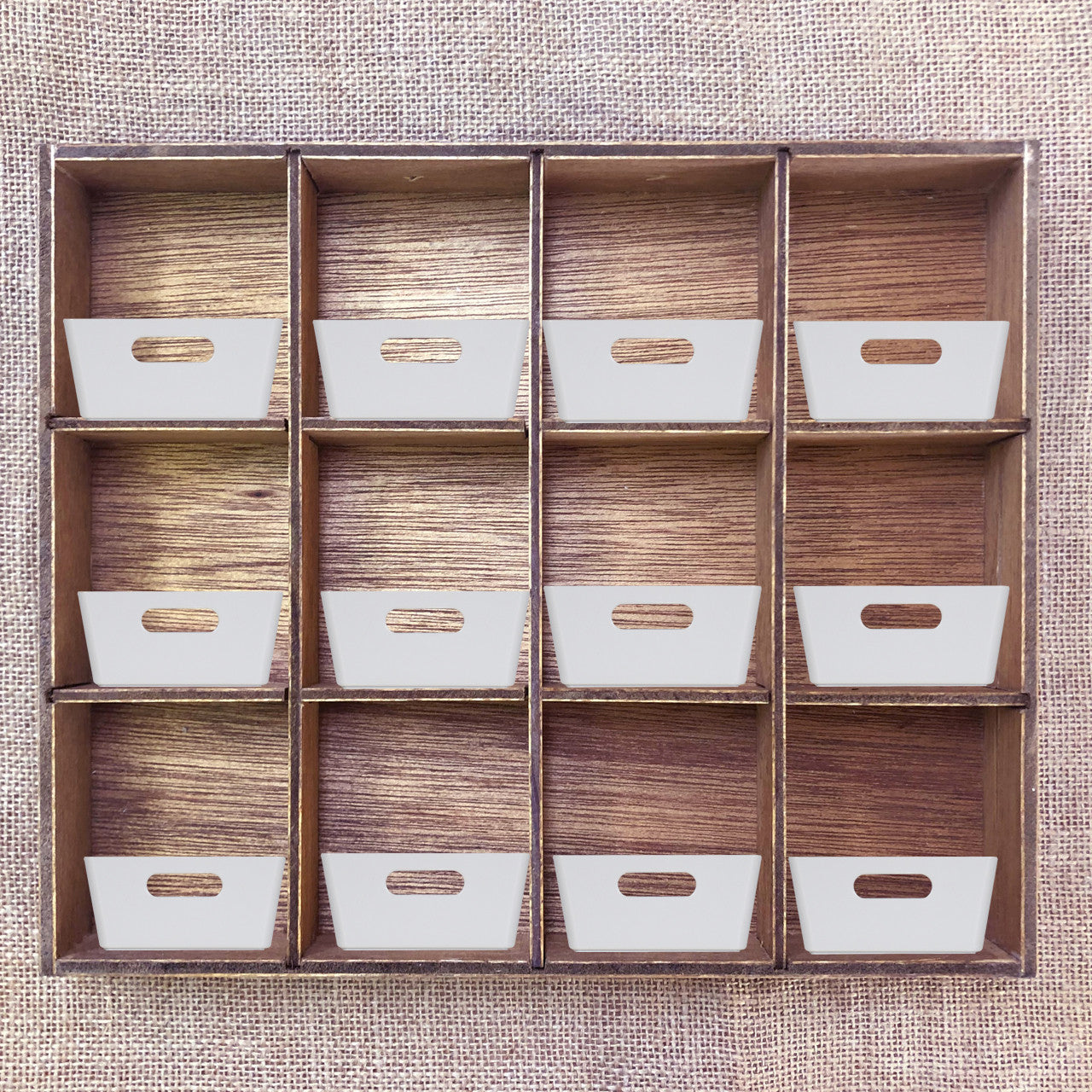 3 x White Small Rectangle Storage Baskets