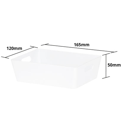 3 x White Small Rectangle Storage Baskets