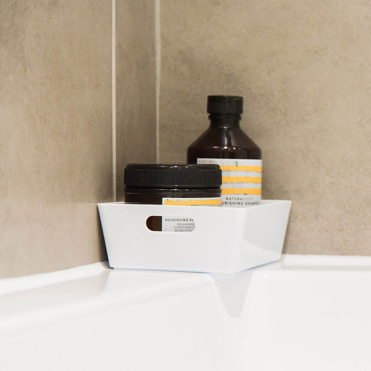 3 x White Small Rectangle Storage Baskets