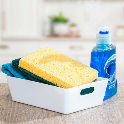 3 x White Small Rectangle Storage Baskets