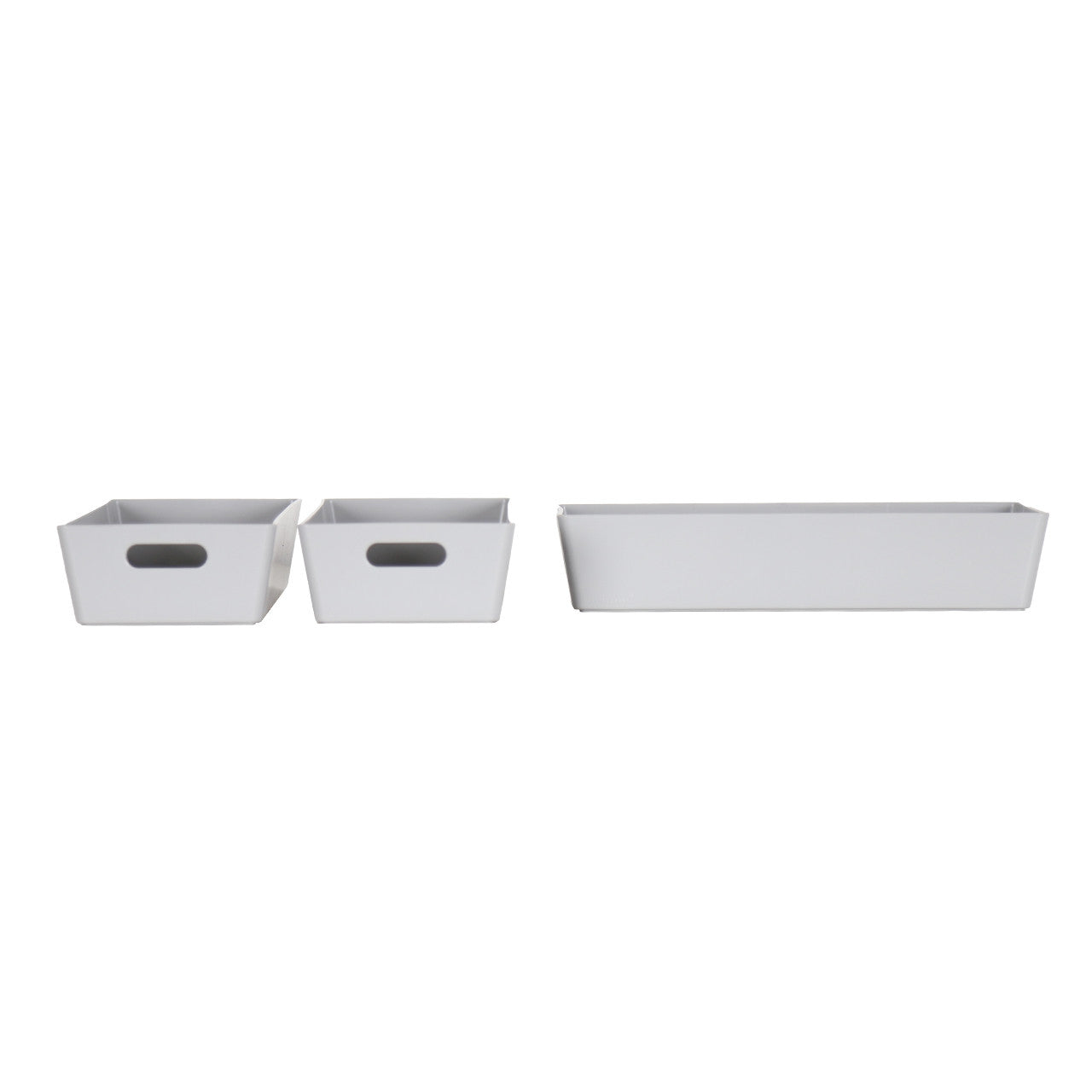 3 x Grey Rectangle Storage Baskets