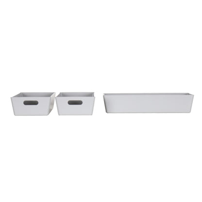3 x Grey Rectangle Storage Baskets