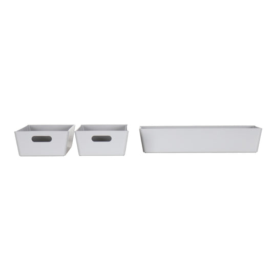 3 x Grey Rectangle Storage Baskets