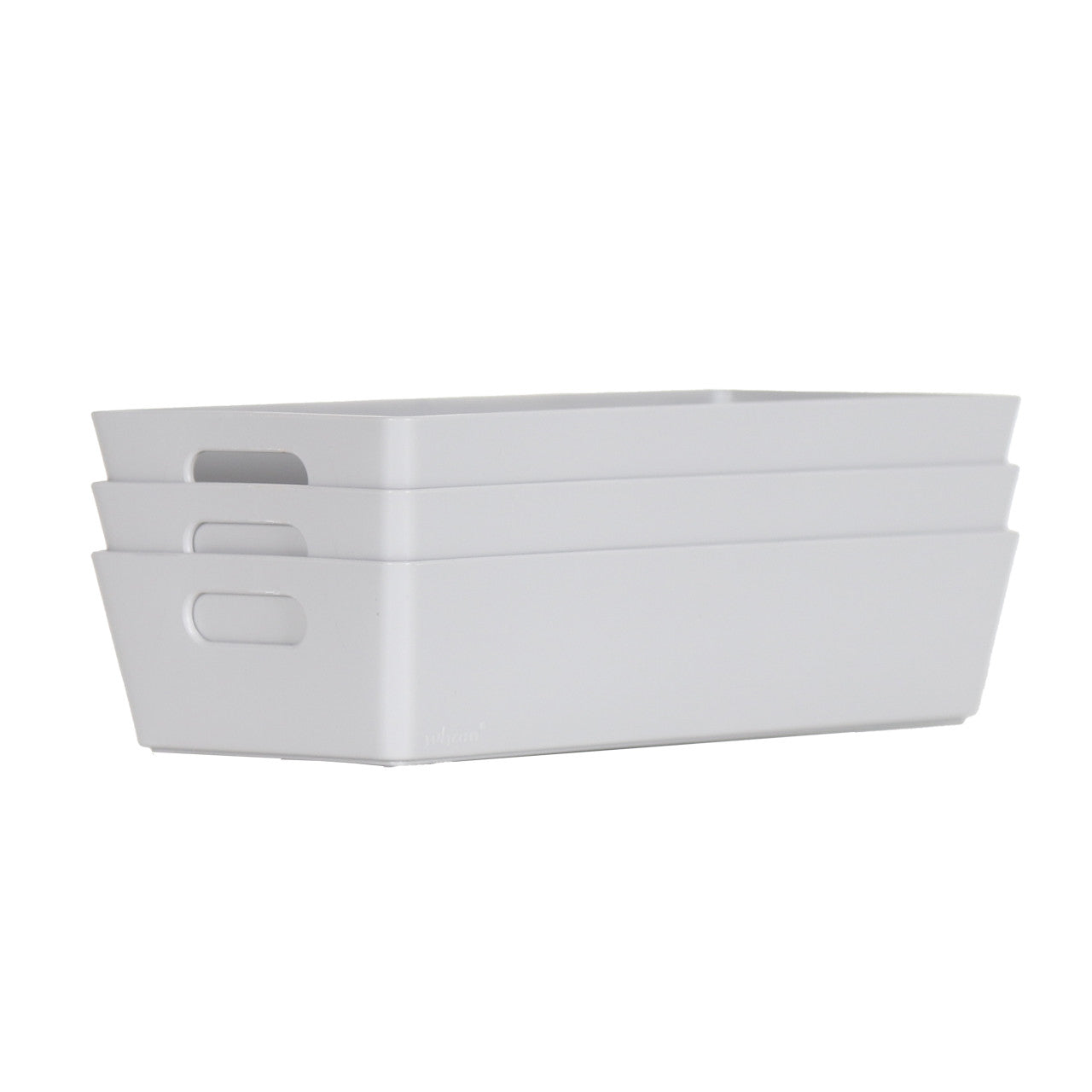 3 x Grey Rectangle Storage Baskets