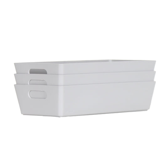 3 x Grey Rectangle Storage Baskets