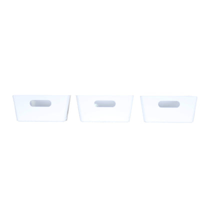 3 x White Rectangle Storage Baskets