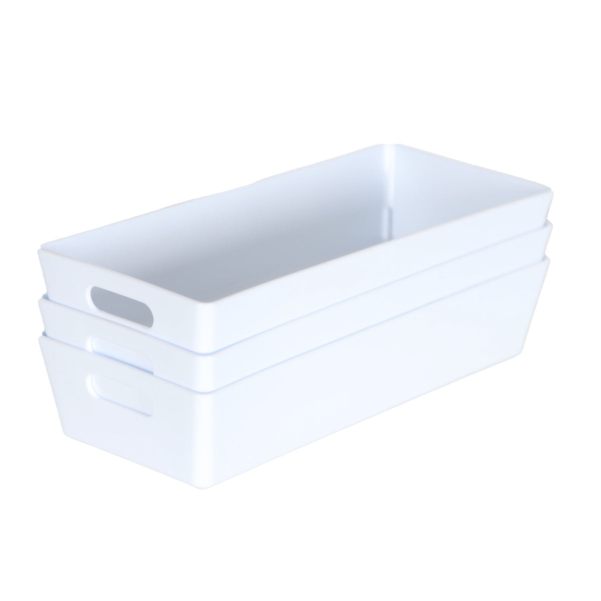 3 x White Rectangle Storage Baskets