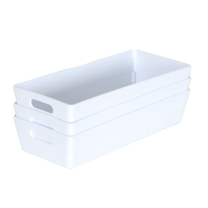 3 x White Rectangle Storage Baskets