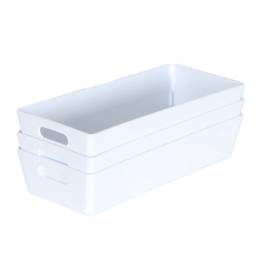 3 x White Rectangle Storage Baskets