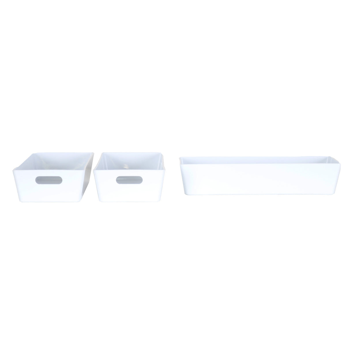 3 x White Rectangle Storage Baskets