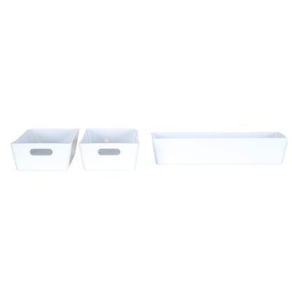 3 x White Rectangle Storage Baskets