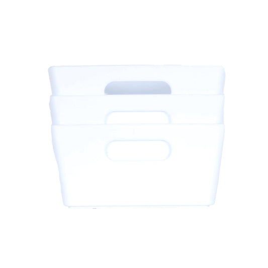 3 x White Rectangle Storage Baskets