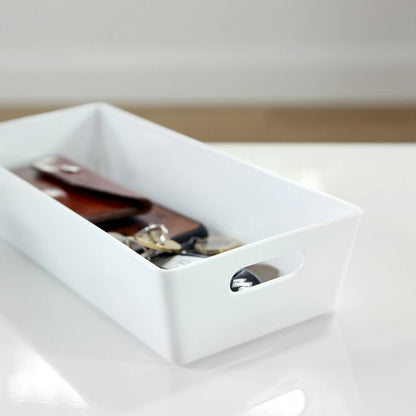 3 x White Rectangle Storage Baskets