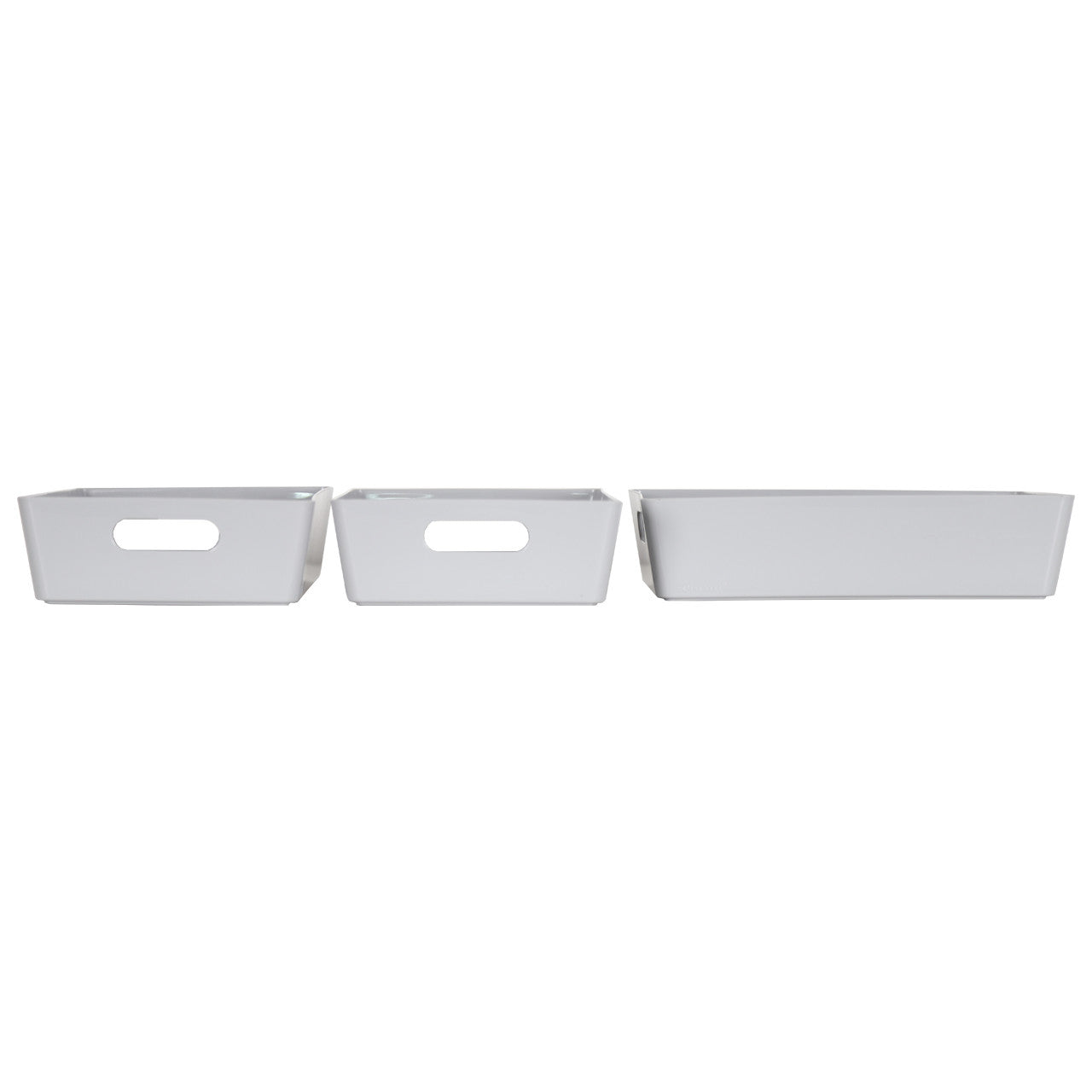 3 x Grey Shallow Rectangle Storage Baskets