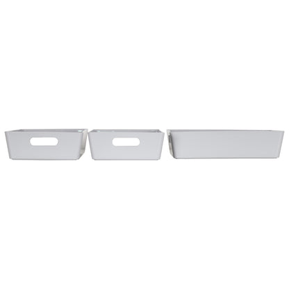 3 x Grey Shallow Rectangle Storage Baskets