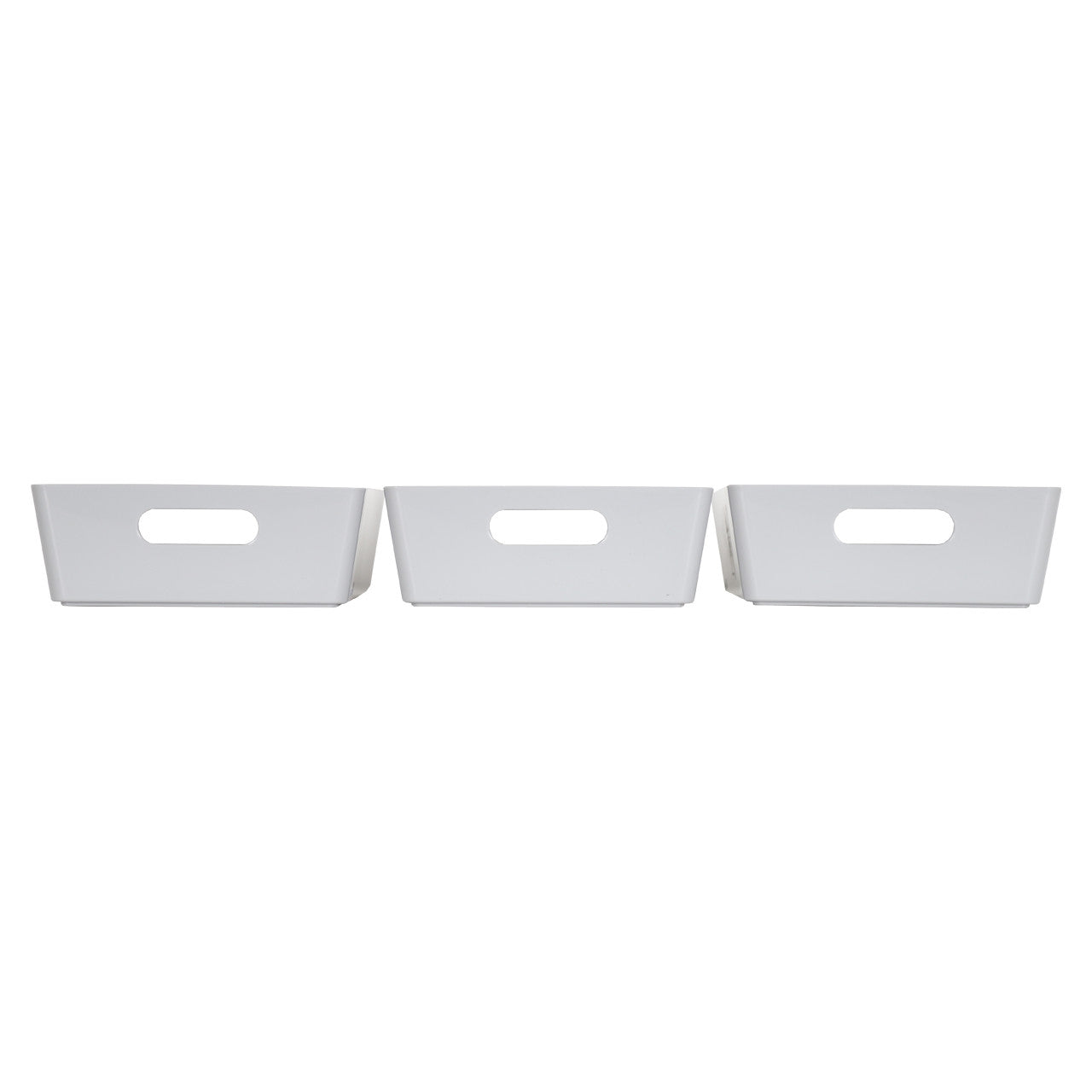 3 x Grey Shallow Rectangle Storage Baskets