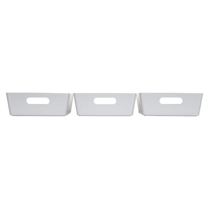 3 x Grey Shallow Rectangle Storage Baskets