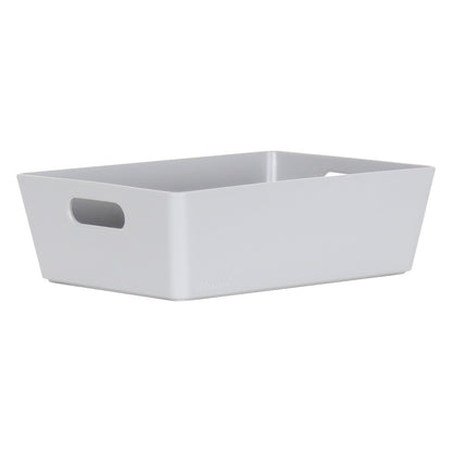 3 x Grey Shallow Rectangle Storage Baskets