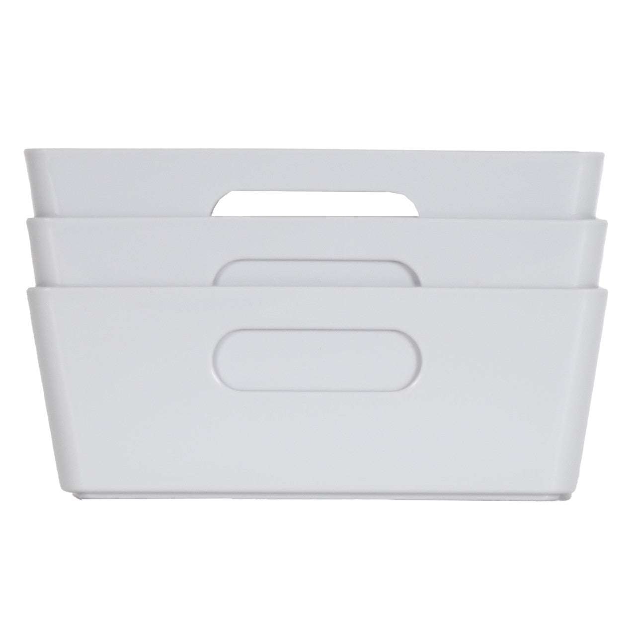 3 x Grey Shallow Rectangle Storage Baskets