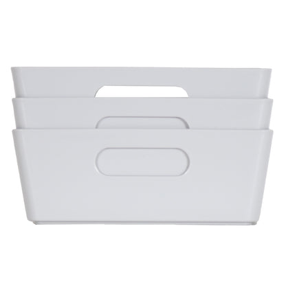 3 x Grey Shallow Rectangle Storage Baskets