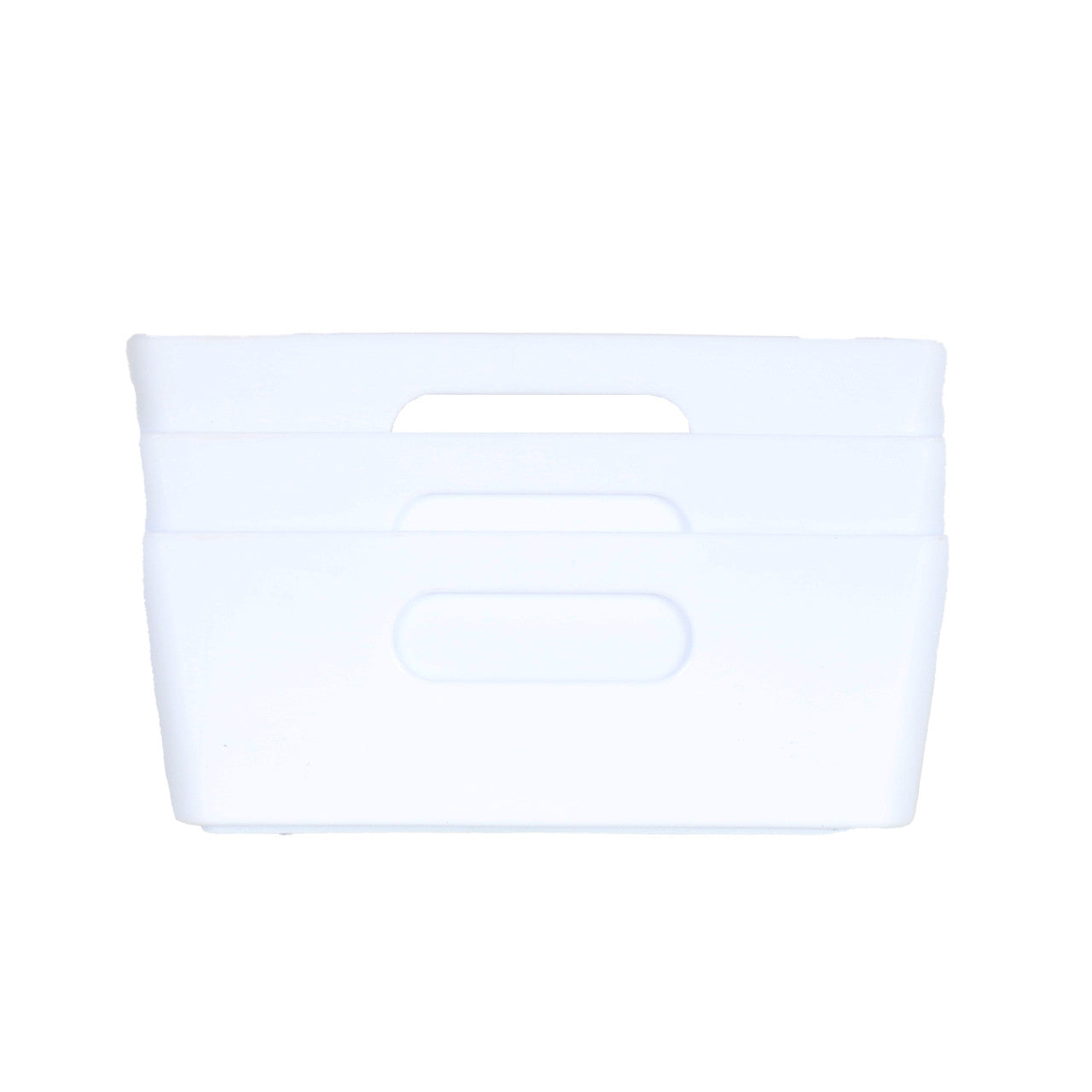 3 x White Shallow Rectangle Storage Baskets