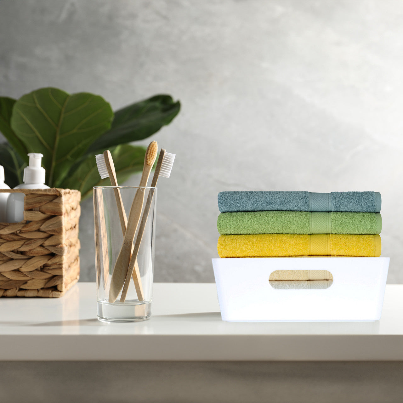 3 x White Shallow Rectangle Storage Baskets