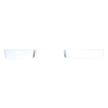 3 x White Large Shallow Rectangle Storage Baskets