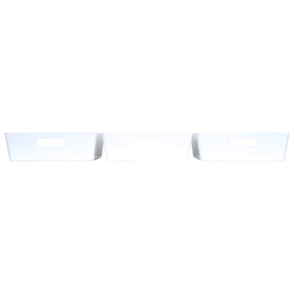 3 x White Large Shallow Rectangle Storage Baskets