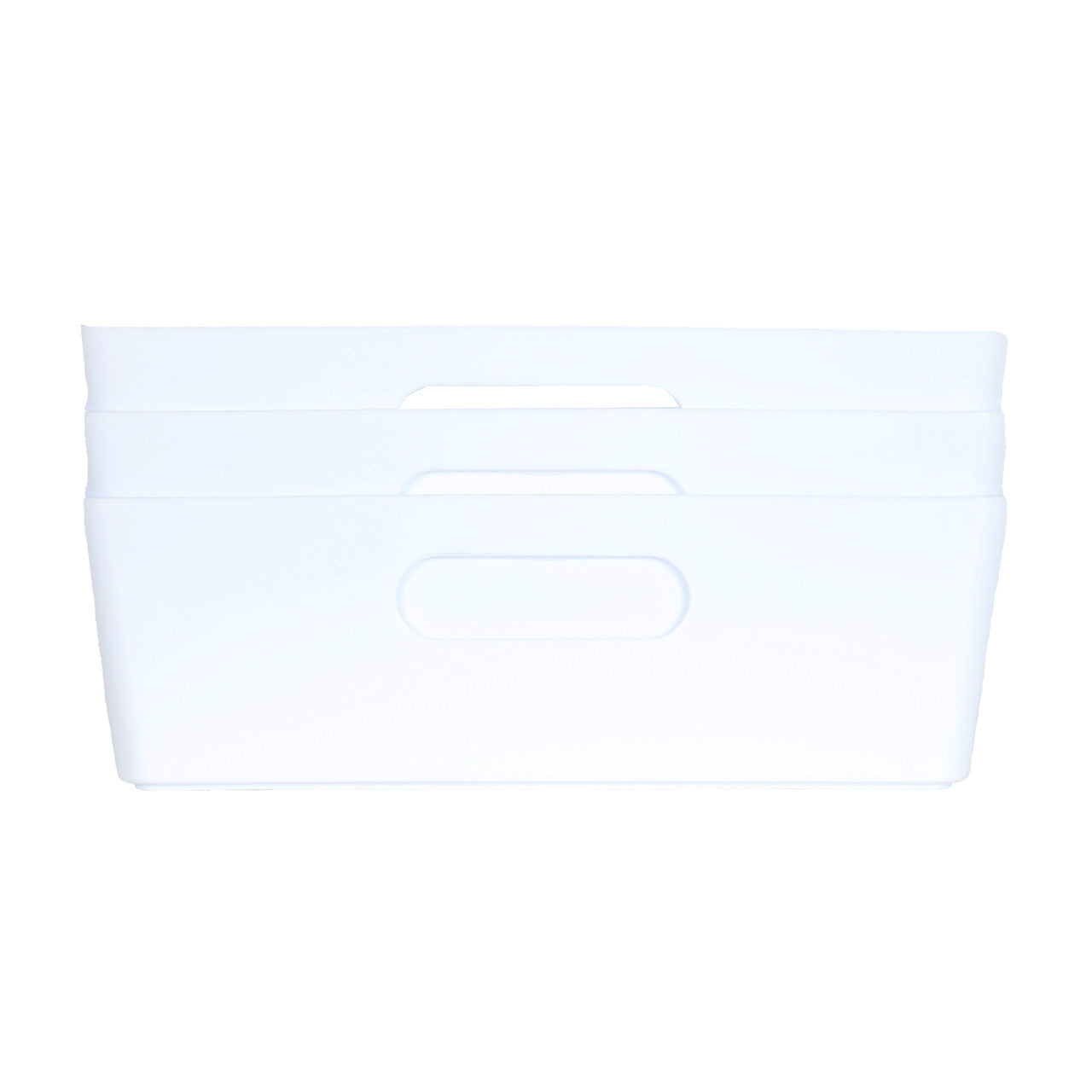 3 x White Large Shallow Rectangle Storage Baskets