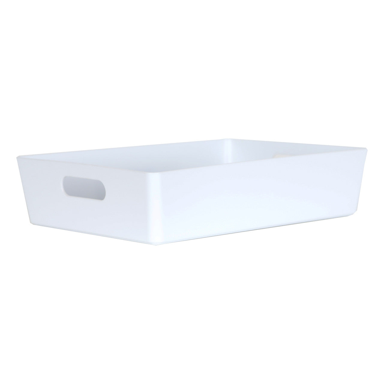 3 x White Large Shallow Rectangle Storage Baskets