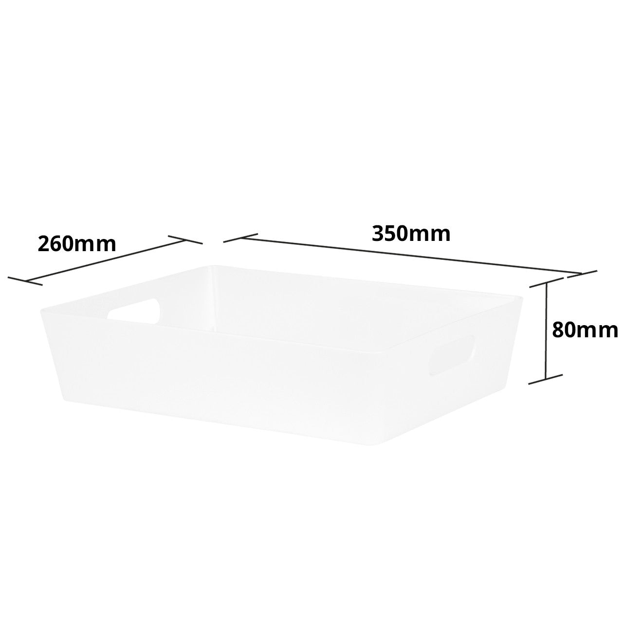 3 x White Large Shallow Rectangle Storage Baskets