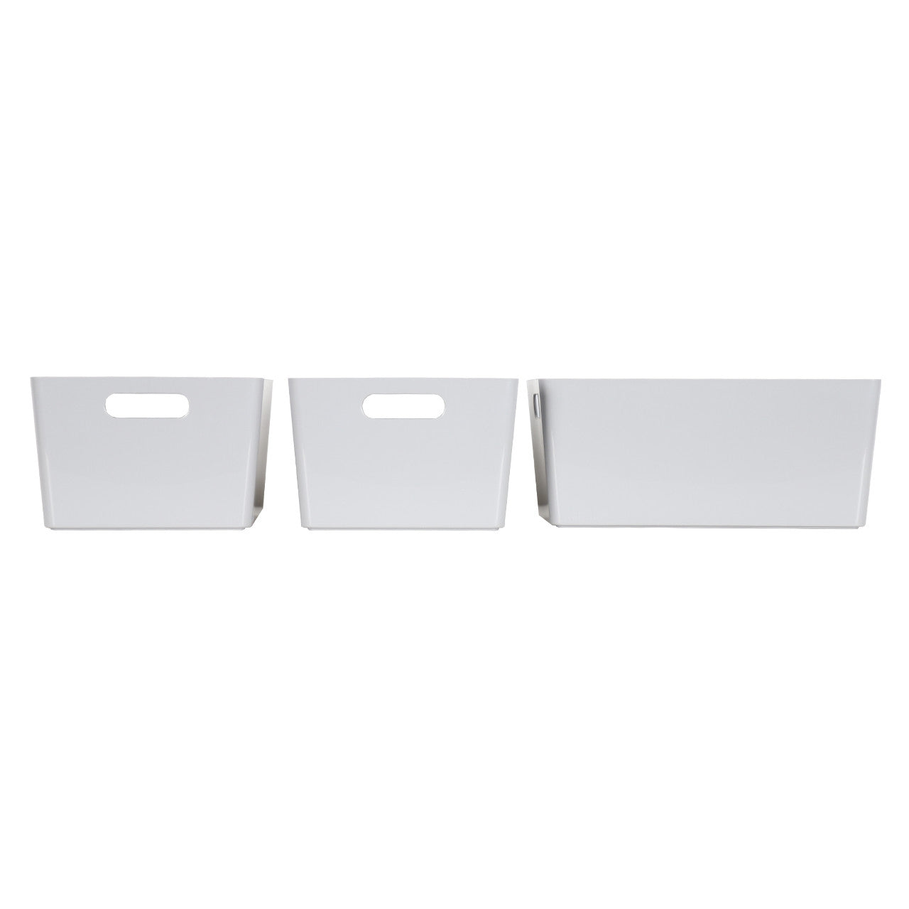 3 x Grey Deep Rectangle Storage Baskets